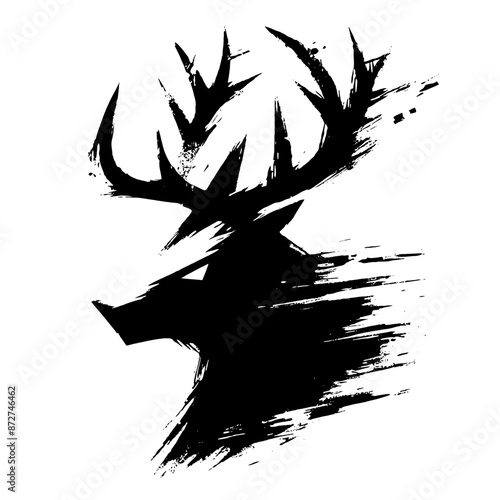 reindeer, deer in illustration in brush stroke painting photo