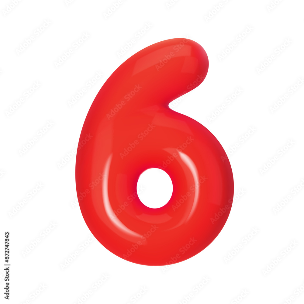 3D red number 6 isolated on white background. Three-dimensional Vector illustration digit six for holidays, birthdays and discounts. Bright and realistic design, perfect for greetings and festivities 3D red number 6 isolated on white background. Three-dimensional Vector illustration digit six for holidays, birthdays and discounts. Bright and realistic design, perfect for greetings and festivities