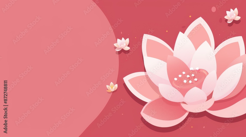 Beautiful abstract illustration of a pink lotus flower in full bloom with ample copy space. Beautiful abstract illustration of a pink lotus flower in full bloom with ample copy space.