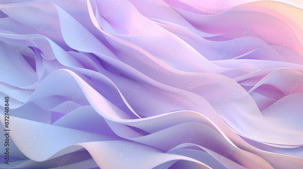 Elegant 3D render featuring abstract shapes and white glass swirl on a purple gradient background. Elegant 3D render featuring abstract shapes and white glass swirl on a purple gradient background.