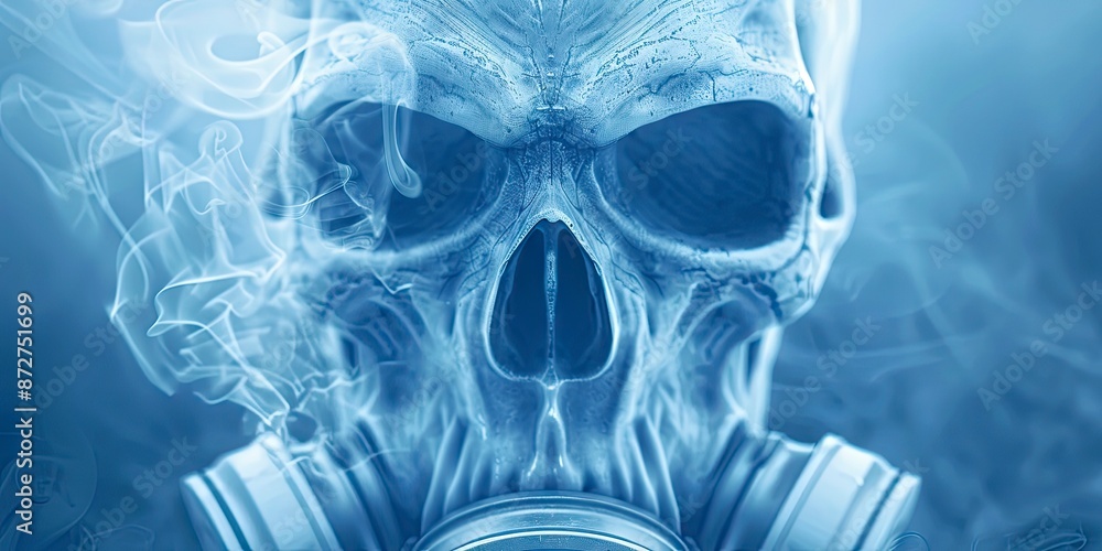 skull in gas mask with dark blur background skull in gas mask with dark blur background