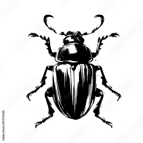 beetle, stag in illustration in brush stroke painting