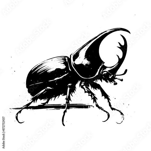 beetle, stag in illustration in brush stroke painting