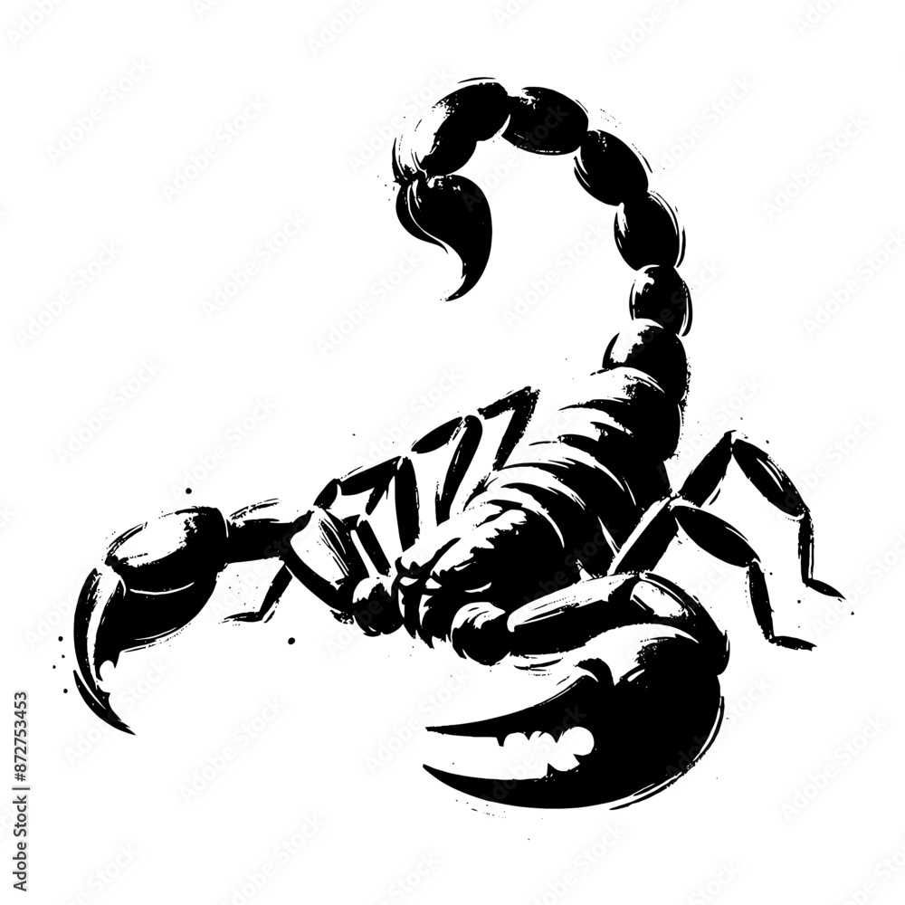 scorpion in illustration in brush stroke painting