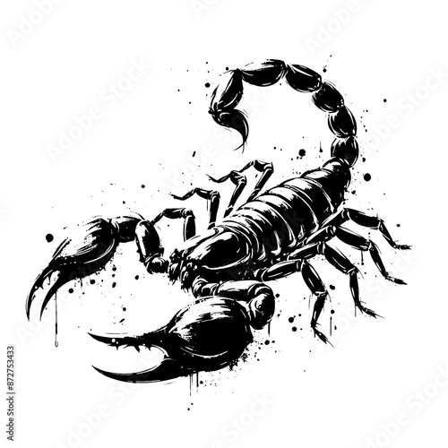 scorpion in illustration in brush stroke painting