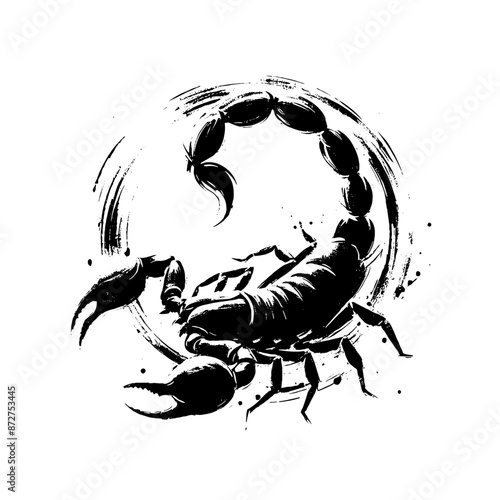 scorpion in illustration in brush stroke painting