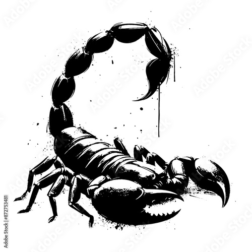 scorpion in illustration in brush stroke painting