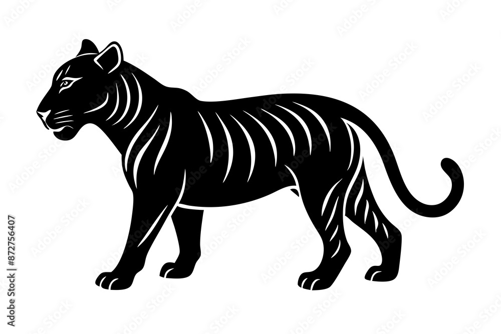 Fototapeta premium black panther vector , tiger vector illustration, goat silhouette, animal silhouette isolated vector Illustration, png, Funny cute lion, Jumping cartoon Pats