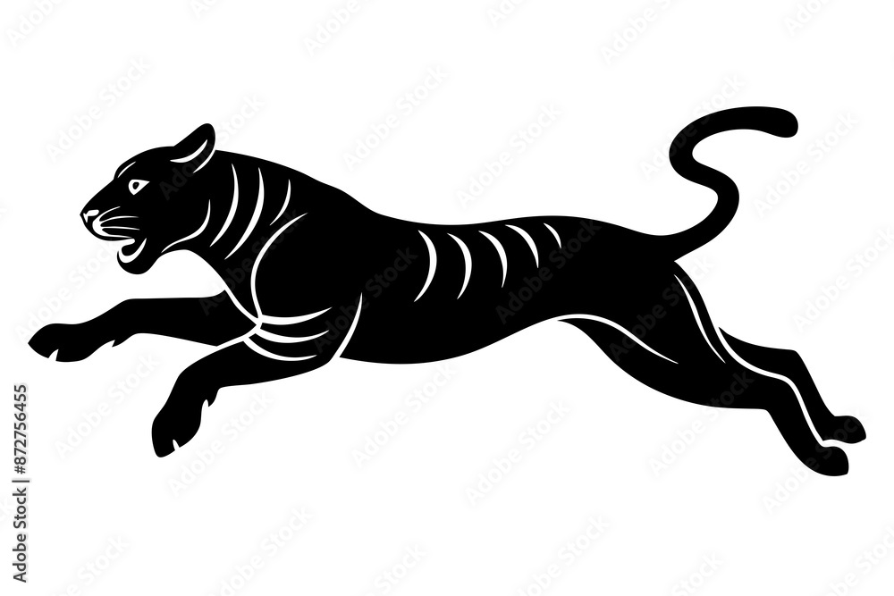 Obraz premium black panther vector , tiger vector illustration, goat silhouette, animal silhouette isolated vector Illustration, png, Funny cute lion, Jumping cartoon Pats