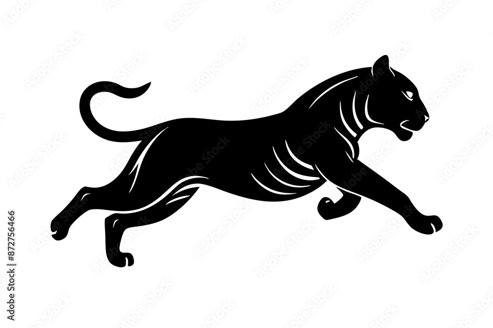 Obraz premium black panther vector , tiger vector illustration, goat silhouette, animal silhouette isolated vector Illustration, png, Funny cute lion, Jumping cartoon Pats