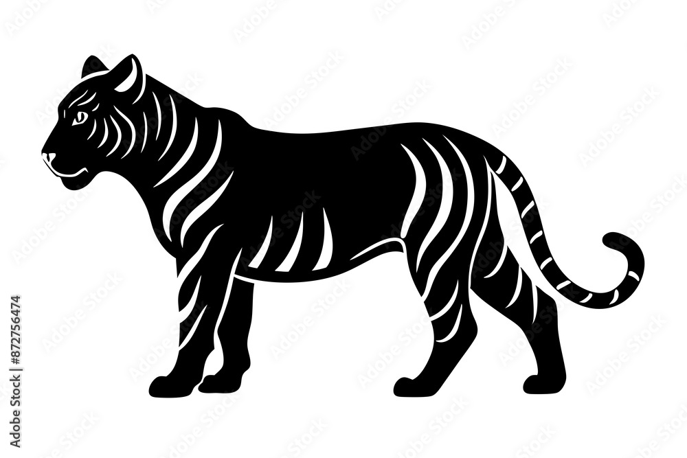 Naklejka premium black panther vector , tiger vector illustration, goat silhouette, animal silhouette isolated vector Illustration, png, Funny cute lion, Jumping cartoon Pats