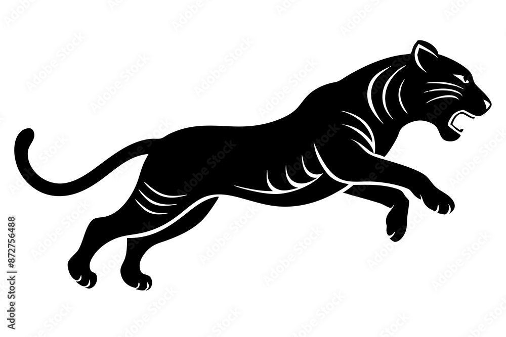 Obraz premium black panther vector , tiger vector illustration, goat silhouette, animal silhouette isolated vector Illustration, png, Funny cute lion, Jumping cartoon Pats