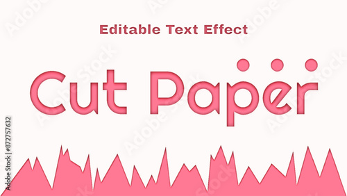 Editable text effect paper cut style