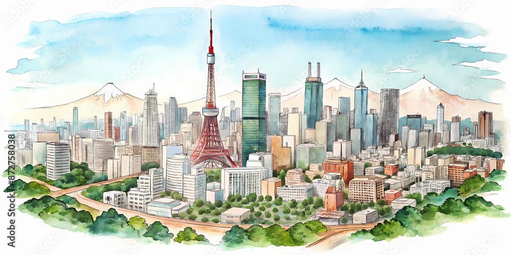 Obraz premium Tokyo Japan Skyline Aerial View