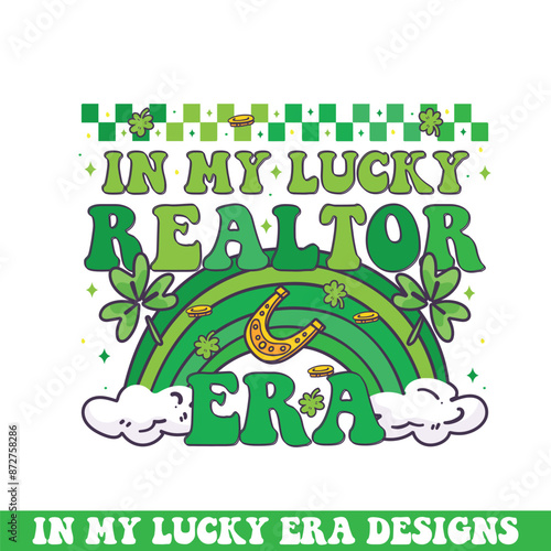 In my lucky realtor era St. Patrick's day, groovy retro style St. Patrick's day designs