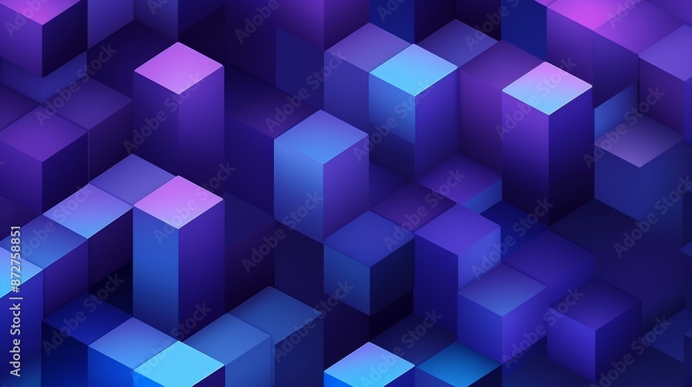 Abstract Purple And Blue Cube Pattern, neon Abstract Purple And Blue Cube Pattern, neon