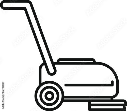 Cleaning machine is washing and brushing the floor making everything spotless