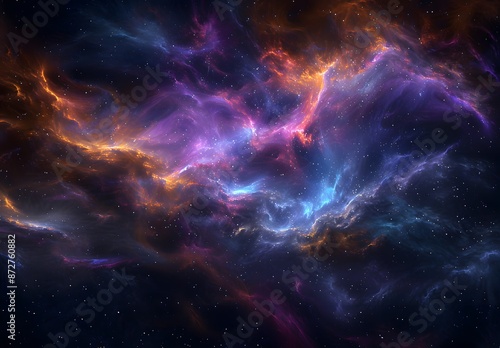3D Rendered Colorful Nebula In Deep Space