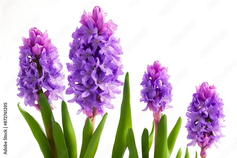 Obraz premium Purple Hyacinths on White Background