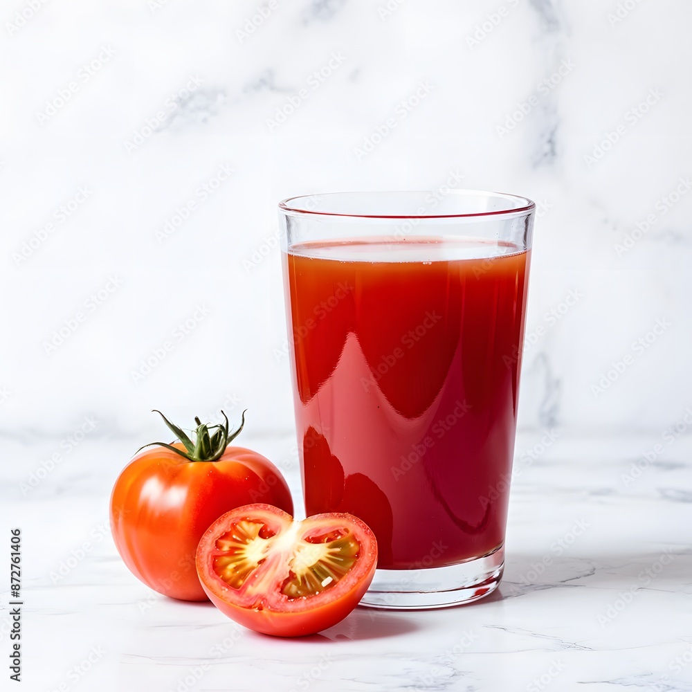 tomato juice and tomatoes on a marble background tomato juice and tomatoes on a marble background