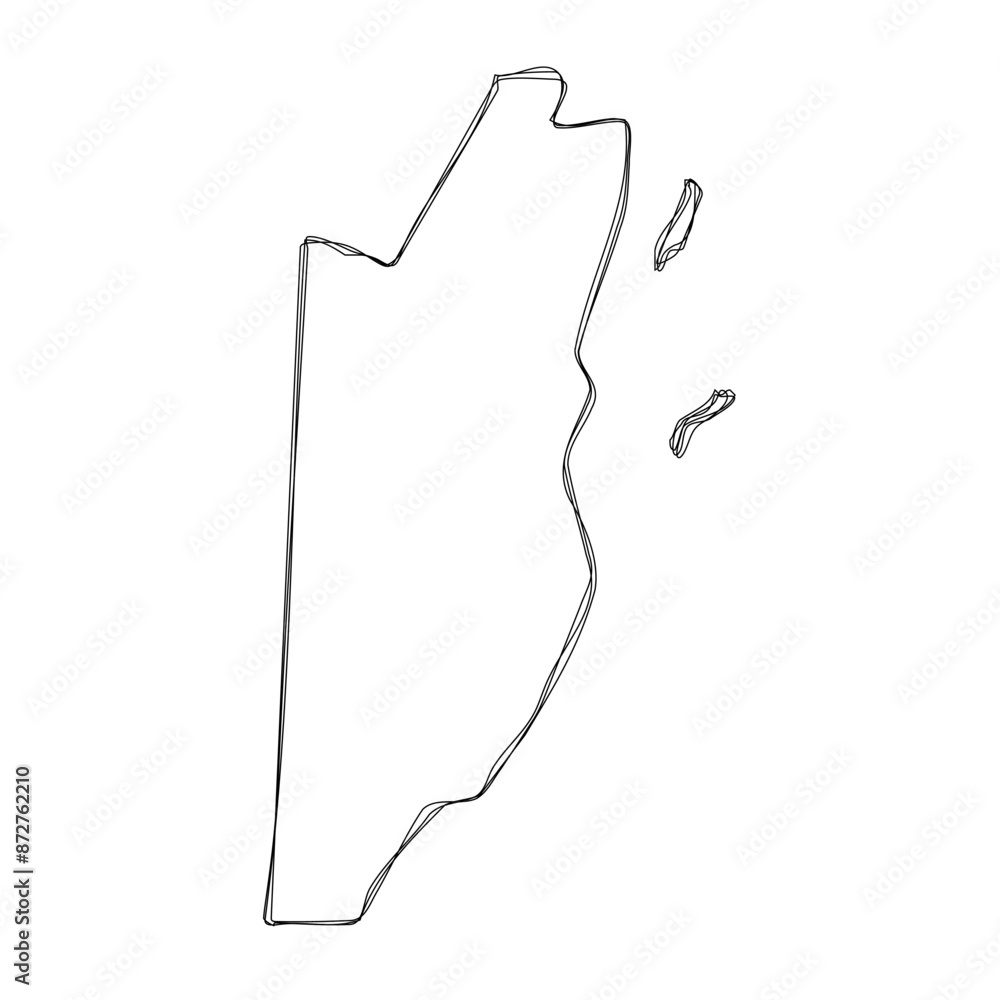 Belize country simplified map.Thin triple pencil sketch outline isolated on white background. Simple vector icon Belize country simplified map.Thin triple pencil sketch outline isolated on white background. Simple vector icon