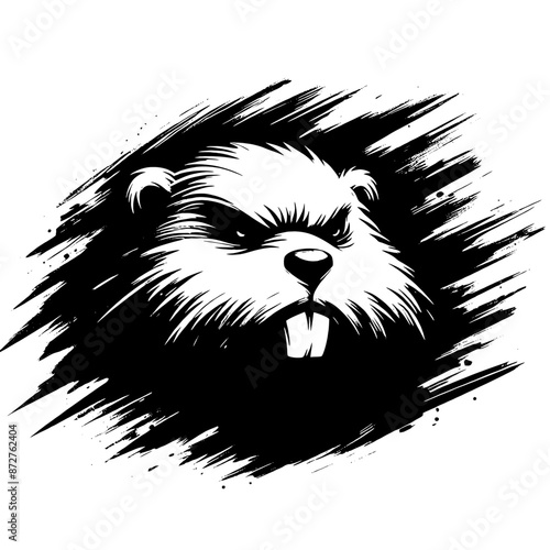 Beaver in illustration in brush stroke painting