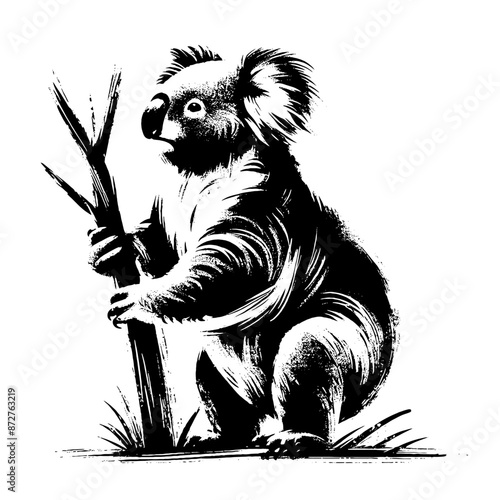 koala in illustration in brush stroke painting photo