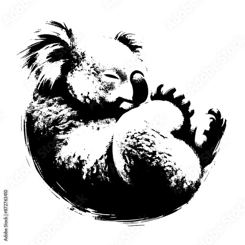 koala in illustration in brush stroke painting photo