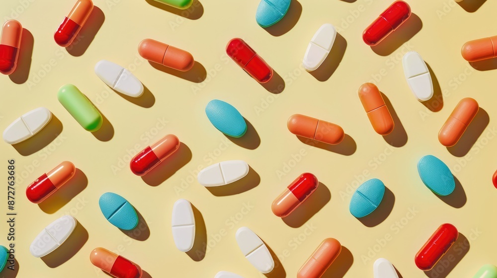 Text comprised of pills as a representation of health concept Text comprised of pills as a representation of health concept