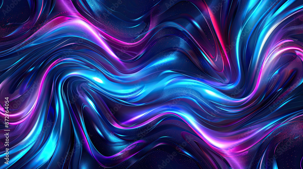 Fototapeta premium Abstract Blue and Purple Dynamic Background with Futuristic Vivid Neon Swirl Lines, Energetic Flowing Waves, Electric Colors, Modern Digital Art, Vibrant Light Streaks, Hypnotic Motion, and Eye-Catchi