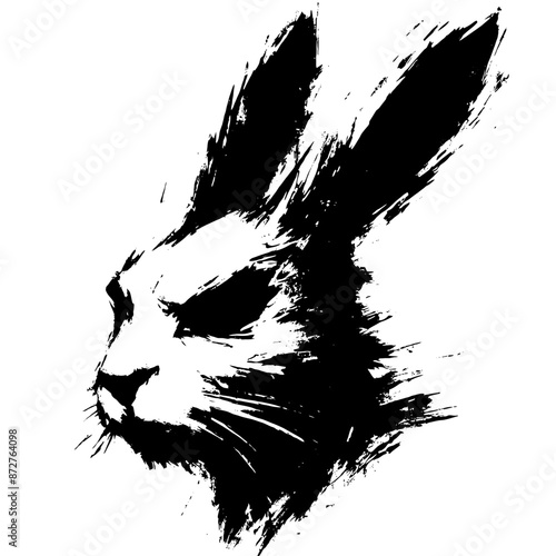 Rabbit, hare in illustration in brush stroke painting