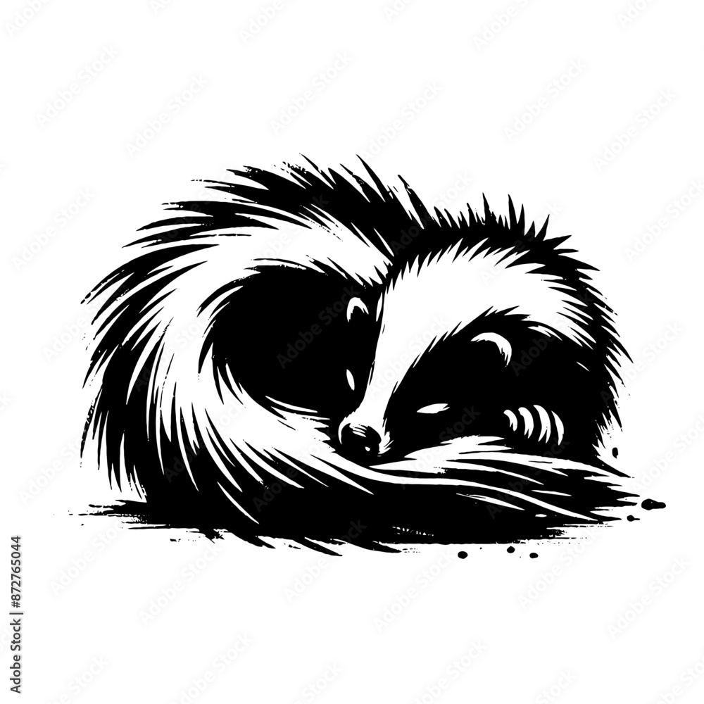 Skunk in illustration in brush stroke painting Skunk in illustration in brush stroke painting