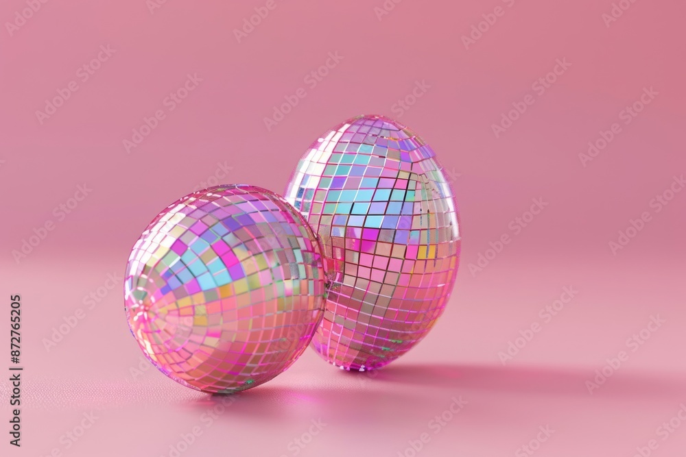 Fototapeta premium Easter eggs transformed into shiny disco balls