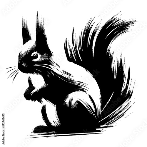 Squirrel in illustration in brush stroke painting