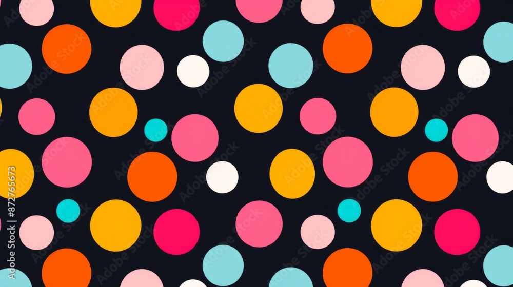 Abstract Colorful Polka Dot Pattern On Black Background Abstract Colorful Polka Dot Pattern On Black Background