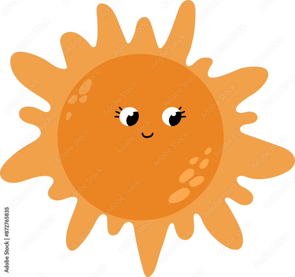 Obraz premium Sunshine with eyes and a smile. Kawaii