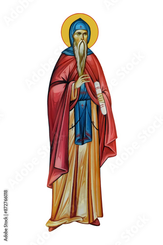 Saint Prochor Pecersky illustration in Byzantine style isolated