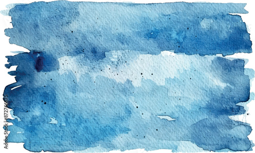 Background watercolor rectangle frame, blue colors, isolated on white
