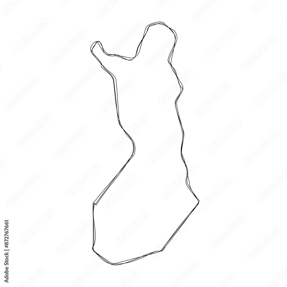 Finland country simplified map.Thin triple pencil sketch outline isolated on white background. Simple vector icon Finland country simplified map.Thin triple pencil sketch outline isolated on white background. Simple vector icon