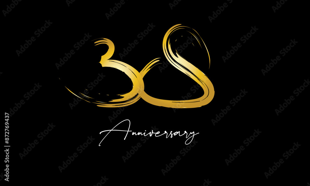 Number 38 Anniversary Handwriting Gold Abstract Logo Number 38 Anniversary Handwriting Gold Abstract Logo