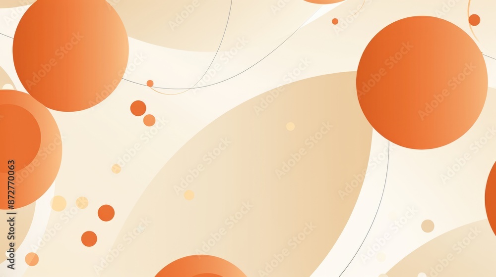 Abstract Orange Circles on a Cream Background With Thin Lines, retro style Abstract Orange Circles on a Cream Background With Thin Lines, retro style