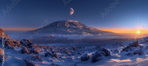 Evening View of Kibo with Uhuru Peak at Mount Kilimanjaro
