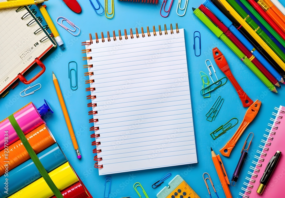 Blank Notebook Paper Surrounded School Supplies Blank Notebook Paper Surrounded School Supplies