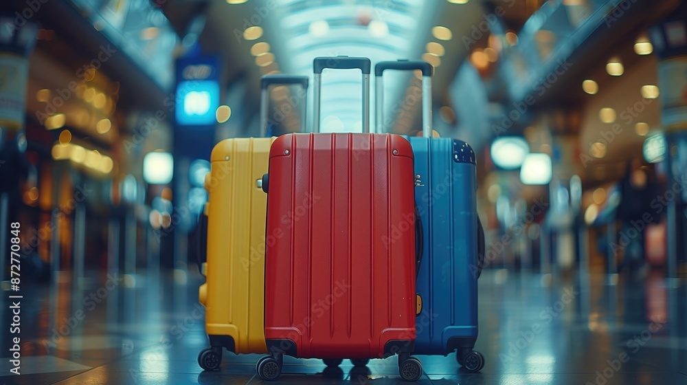 Suitcases in airport. Travel concept Suitcases in airport. Travel concept
