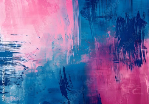 Abstract Pink   Blue Brushstroke Art
