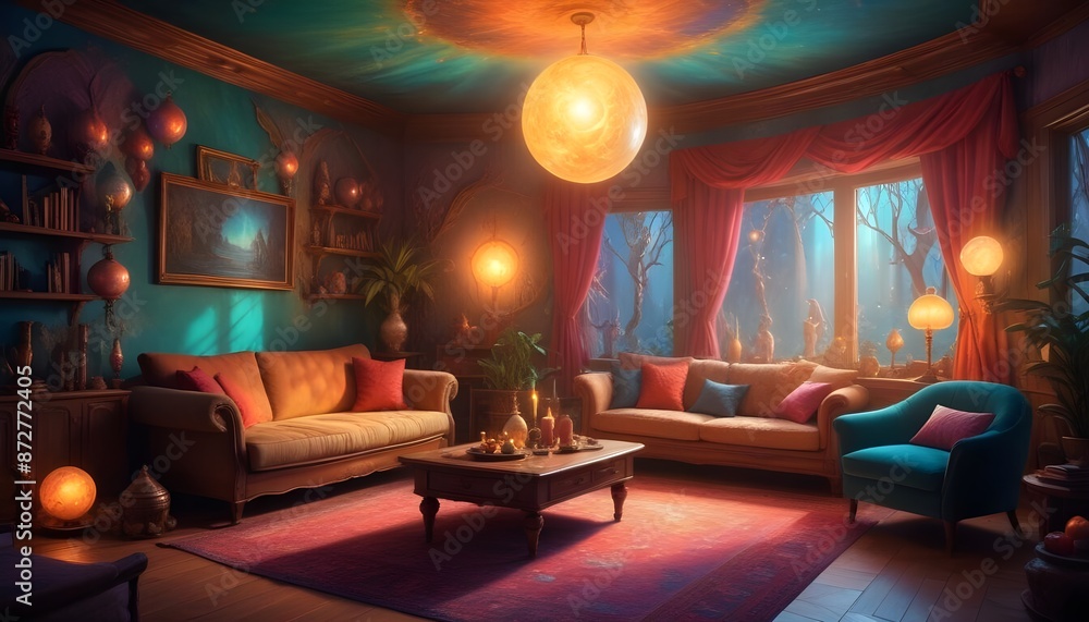 Illustration of the living room interior Illustration of the living room interior