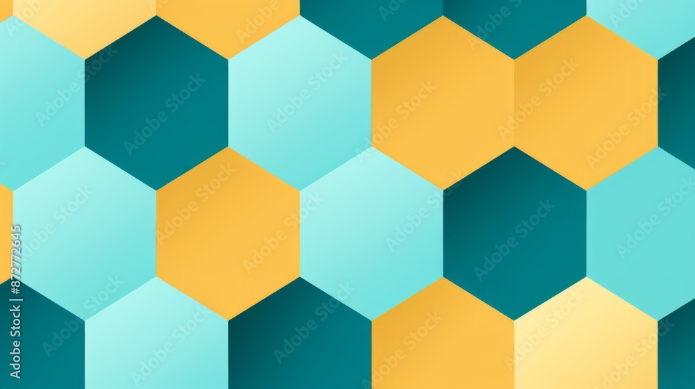 Abstract Geometric Pattern of Teal, Yellow, and Blue Hexagons Abstract Geometric Pattern of Teal, Yellow, and Blue Hexagons