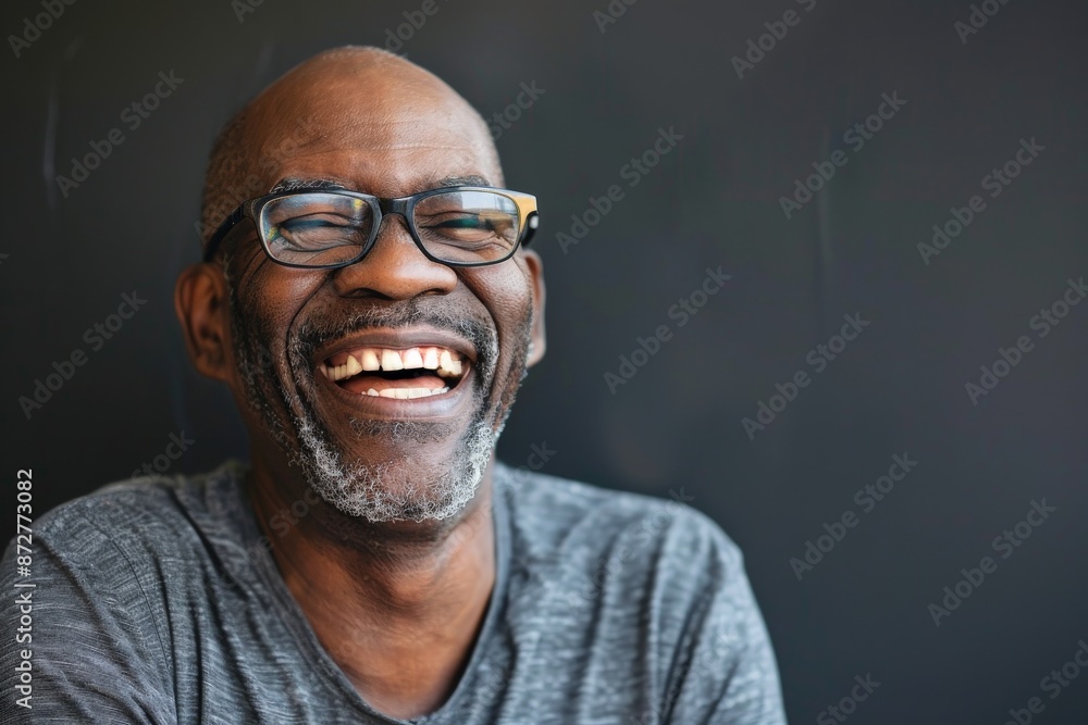 A mature man with glasses smiling warmly against a dark backdrop, highlighting the contrast and capturing the essence of positivity, wisdom, and candid joy. A mature man with glasses smiling warmly against a dark backdrop, highlighting the contrast and capturing the essence of positivity, wisdom, and candid joy.