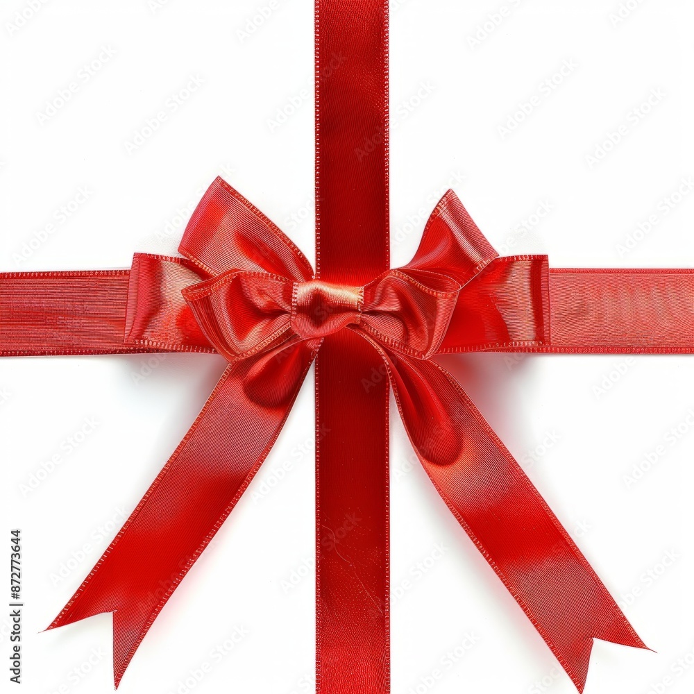 Close Up of a Red Ribbon on White Background Close Up of a Red Ribbon on White Background