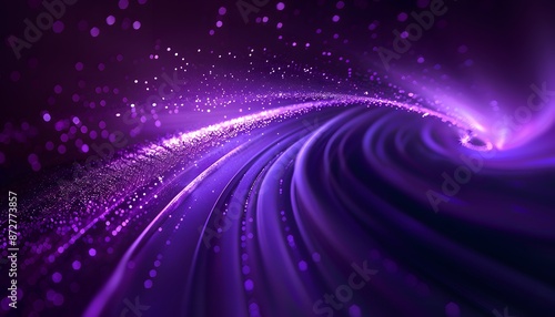 purple bokeh effect background with spiral pattern and many small particles flying around it